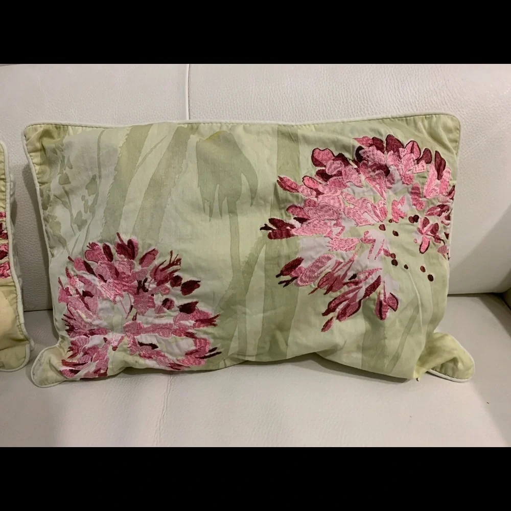 Floral Accent Pillows - Green and Pink
